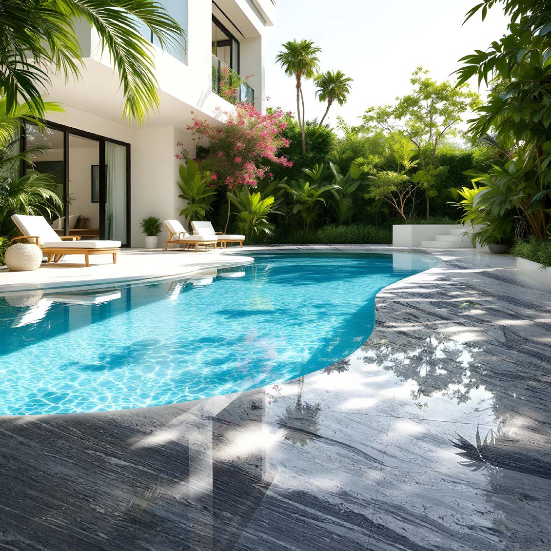 Terraces, pools & arrival